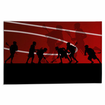 Lacrosse Players Active Sports Silhouettes Background Illustrati Rugs 59353473