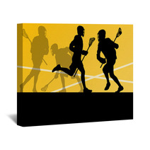Lacrosse Players Active Sports Silhouettes Background Illustrati Wall Art 59353394
