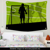 Lacrosse Players Active Sports Silhouettes Background Illustrati Wall Art 59353430