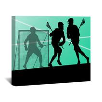 Lacrosse Players Active Sports Silhouettes Background Illustrati Wall Art 59353456