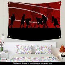 Lacrosse Players Active Sports Silhouettes Background Illustrati Wall Art 59353473