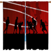 Lacrosse Players Active Sports Silhouettes Background Illustrati Window Curtains 59353473
