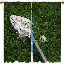 Lacrosse Stick And Ball In Grass Window Curtains 3507855