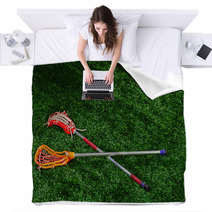 Lacrosse Sticks On The Ground Blankets 41561764