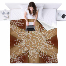 Lacy Abstract Ornament On Wooden Background Blankets 57531512