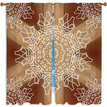 Lacy Abstract Ornament On Wooden Background Window Curtains 57531512
