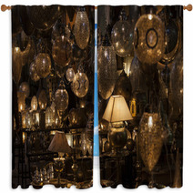 Lamps In A Store In Marrakesh Morocco Window Curtains 68466898