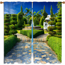 Landscaping In The Garden Design. Window Curtains 67984382