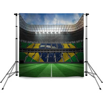 Large Football Stadium With Brasilian Fans Backdrops 66007088