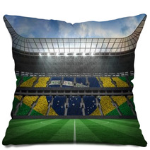 Large Football Stadium With Brasilian Fans Pillows 66007088