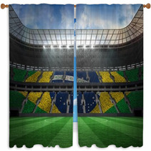 Large Football Stadium With Brasilian Fans Window Curtains 66007088