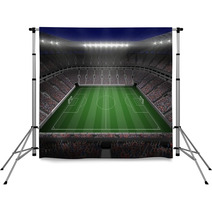 Large Football Stadium With Lights Backdrops 66094898
