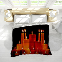 Large Group Of Mixed Candles Burning Bedding 46784899