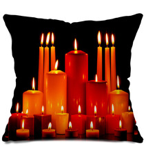 Large Group Of Mixed Candles Burning Pillows 46784899