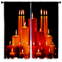 Large Group Of Mixed Candles Burning Window Curtains 46784899