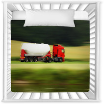 Large White Cistern Truck Speeding On Highway Nursery Decor 48676961