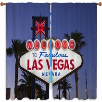 Las Vegas Sign Night Window Curtains 23697008