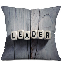 Leader Written On Wooden Blocks. Vintage Style. Pillows 82323137
