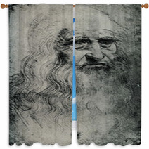 Leonardo Da Vinci, Italian Renaissance Polymath Window Curtains 58750396