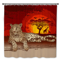 Leopard At Sunset Bath Decor 42045553