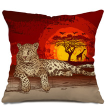 Leopard At Sunset Pillows 42045553