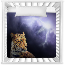 Leopard  On The Dark Sky With Lightning Nursery Decor 15890428