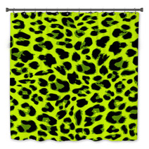 Leopard Seamless Pattern Design In Trendy Green Color, Vector Bath Decor 79906905