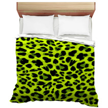 Leopard Seamless Pattern Design In Trendy Green Color, Vector Bedding 79906905