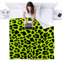 Leopard Seamless Pattern Design In Trendy Green Color, Vector Blankets 79906905