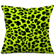 Leopard Seamless Pattern Design In Trendy Green Color, Vector Pillows 79906905