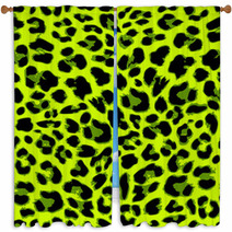 Leopard Seamless Pattern Design In Trendy Green Color, Vector Window Curtains 79906905