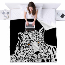 Leopard With Gold Eyes Blankets 60173514