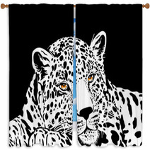 Leopard With Gold Eyes Window Curtains 60173514