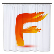 Letter F In Fire Flame Icon Vector Bath Decor 172852311