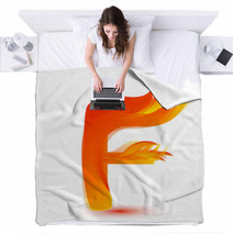 Letter F In Fire Flame Icon Vector Blankets 172852311