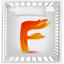 Letter F In Fire Flame Icon Vector Nursery Decor 172852311