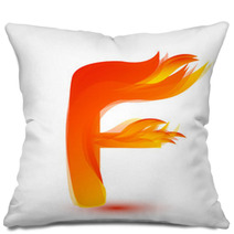 Letter F In Fire Flame Icon Vector Pillows 172852311