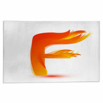Letter F In Fire Flame Icon Vector Rugs 172852311