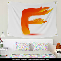 Letter F In Fire Flame Icon Vector Wall Art 172852311