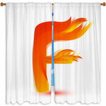 Letter F In Fire Flame Icon Vector Window Curtains 172852311