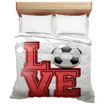 Letters Forming Word Love With Football Ball Vector Illustration Isolated On White Background Bedding 127786209