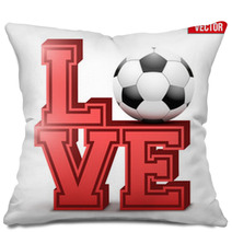 Letters Forming Word Love With Football Ball Vector Illustration Isolated On White Background Pillows 127786209