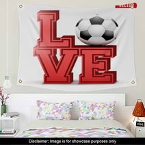 Letters Forming Word Love With Football Ball Vector Illustration Isolated On White Background Wall Art 127786209