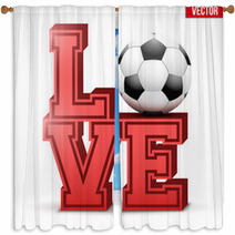 Letters Forming Word Love With Football Ball Vector Illustration Isolated On White Background Window Curtains 127786209