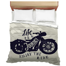 Life Is A Journey Enjoy The Ride Motorcycle Travel Print Biker Lettering Bedding 124666750