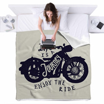 Life Is A Journey Enjoy The Ride Motorcycle Travel Print Biker Lettering Blankets 124666750