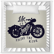 Life Is A Journey Enjoy The Ride Motorcycle Travel Print Biker Lettering Nursery Decor 124666750