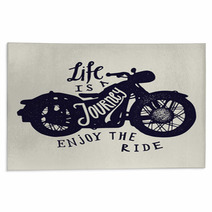 Life Is A Journey Enjoy The Ride Motorcycle Travel Print Biker Lettering Rugs 124666750