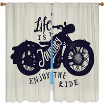 Life Is A Journey Enjoy The Ride Motorcycle Travel Print Biker Lettering Window Curtains 124666750