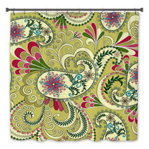 Light Yellow Paisley, Decorated With Leaves And Flowers Bath Decor 59919981